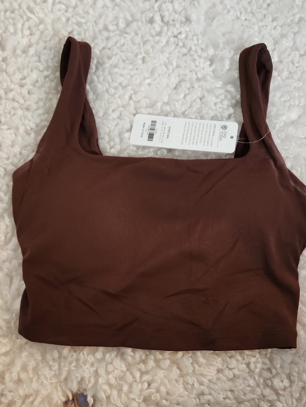 CRZ YOGA Brown Sports Bra with Wide Straps.  Size M.  NWT